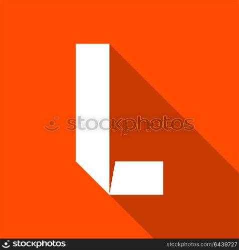 Alphabet paper cut letter. Alphabet paper cut white letter L, on color square
