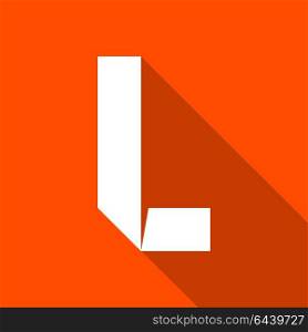 Alphabet paper cut letter. Alphabet paper cut white letter L, on color square