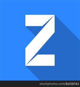 Alphabet paper cut letter. Alphabet paper cut white letter Z, on color square