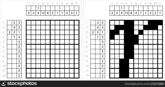 Alphabet R Lowercase Nonogram Pixel Art, Character R, Language Letter Graphemes Symbol Vector Art Illustration, Logic Puzzle Game Griddlers, Pic-A-Pix, Picture Paint By Numbers, Picross