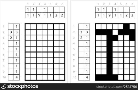 Alphabet R Lowercase Nonogram Pixel Art, Character R, Language Letter Graphemes Symbol Vector Art Illustration, Logic Puzzle Game Griddlers, Pic-A-Pix, Picture Paint By Numbers, Picross