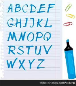 Alphabet set - letters are made of blue marker.