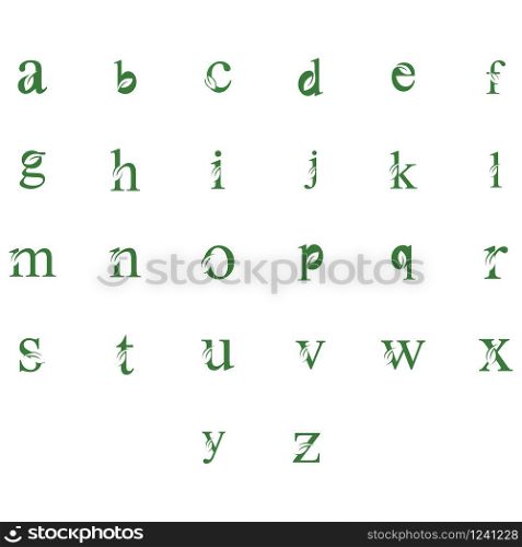 Alphabet set logo with leaf concept template design