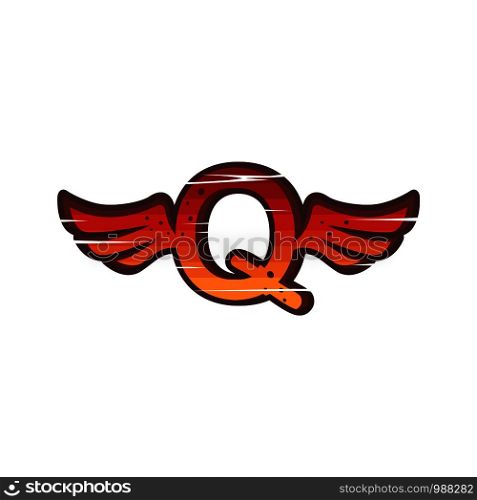 alphabet wing red sign logo brand sign icon vector. alphabet wing red sign logo brand sign icon