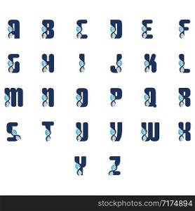 Alphabet with DNA logo or symbol Template design vector