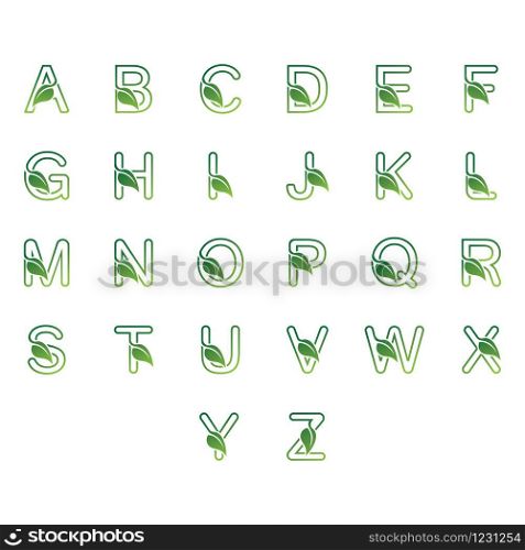 Alphabet with Leaf Creative logo and symbol template design