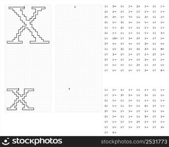 Alphabet X Graphic Dictation Drawing, Character A, Language Letter Graphemes Symbol Vector Art Illustration, Drawing By Cells