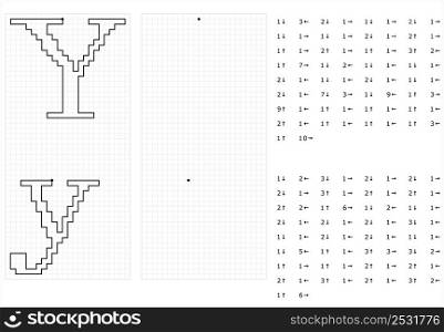 Alphabet Y Graphic Dictation Drawing, Character A, Language Letter Graphemes Symbol Vector Art Illustration, Drawing By Cells