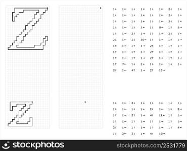 Alphabet Z Graphic Dictation Drawing, Character A, Language Letter Graphemes Symbol Vector Art Illustration, Drawing By Cells