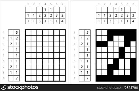 Alphabet Z Lowercase Nonogram Pixel Art, Character Z, Language Letter Graphemes Symbol Vector Art Illustration, Logic Puzzle Game Griddlers, Pic-A-Pix, Picture Paint By Numbers, Picross
