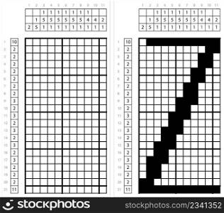 Alphabet Z Nonogram Pixel Art, Character Z, Language Letter Graphemes Symbol Vector Art Illustration, Logic Puzzle Game Griddlers, Pic-A-Pix, Picture Paint By Numbers, Picross