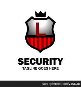 Alphabetical security logo design with creative typography vector