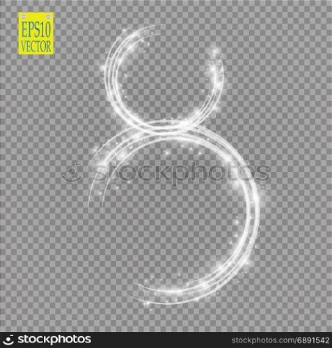 Alphabets Number 8 eight of white glittering stars on transparent background. Illustration vector. Alphabets Number 8 eight of white glittering stars on transparent background. Illustration vector. eps 10