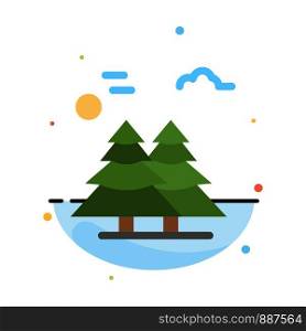 Alpine, Arctic, Canada, Pine Trees, Scandinavia Abstract Flat Color Icon Template