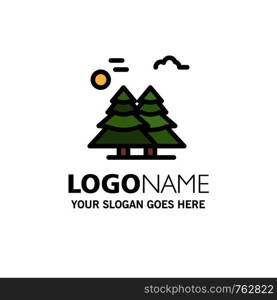 Alpine, Arctic, Canada, Pine Trees, Scandinavia Business Logo Template. Flat Color