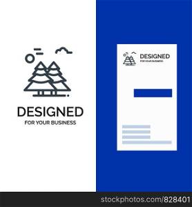 Alpine, Arctic, Canada, Pine Trees, Scandinavia Grey Logo Design and Business Card Template