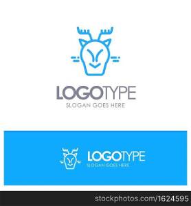 Alpine, Arctic, Canada, Reindeer Blue outLine Logo with place for tagline