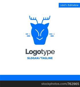 Alpine, Arctic, Canada, Reindeer Blue Solid Logo Template. Place for Tagline