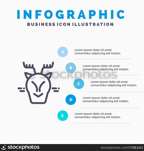 Alpine, Arctic, Canada, Reindeer Line icon with 5 steps presentation infographics Background