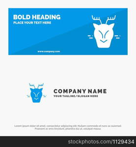 Alpine, Arctic, Canada, Reindeer SOlid Icon Website Banner and Business Logo Template