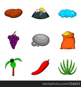 Alpine icons set. Cartoon set of 9 alpine vector icons for web isolated on white background. Alpine icons set, cartoon style
