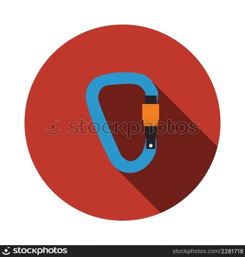 Alpinist Carabine Icon. Flat Circle Stencil Design With Long Shadow. Vector Illustration.