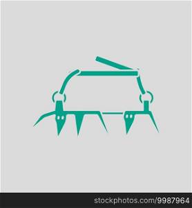 Alpinist Cr&on Icon. Green on Gray Background. Vector Illustration.