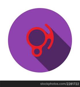 Alpinist Descender Icon. Flat Circle Stencil Design With Long Shadow. Vector Illustration.