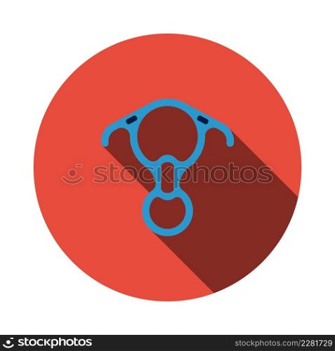 Alpinist Descender Icon. Flat Circle Stencil Design With Long Shadow. Vector Illustration.