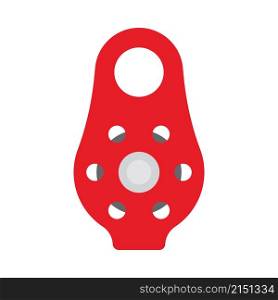 Alpinist Pulley Icon. Flat Color Design. Vector Illustration.