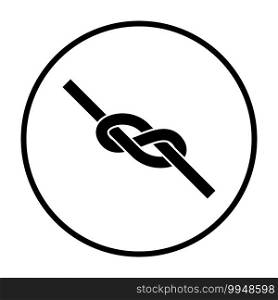 Alpinist Rope Knot Icon. Thin Circle Stencil Design. Vector Illustration.