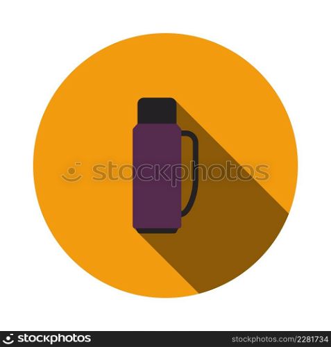 Alpinist Vacuum Flask Icon. Flat Circle Stencil Design With Long Shadow. Vector Illustration.