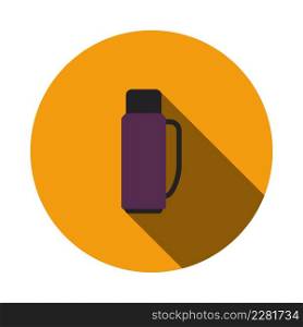 Alpinist Vacuum Flask Icon. Flat Circle Stencil Design With Long Shadow. Vector Illustration.