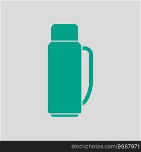 Alpinist Vacuum Flask Icon. Green on Gray Background. Vector Illustration.