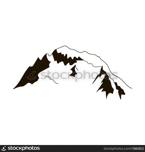 Alps mountain silhouettes. Snowy tops nature symbols isolated. Vector. Use them for ski resort logo, travel labels, climbing or hiking badges. France, Austria and Switzerland native symbols. Alps peaks silhouette elements. Mont Blanc