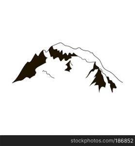 Alps mountain silhouettes. Snowy tops nature symbols isolated. Vector. Use them for ski resort logo, travel labels, climbing or hiking badges. France, Austria and Switzerland native symbols. Alps peaks silhouette elements. Mont Blanc