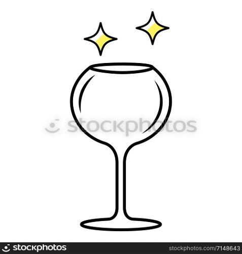 Alsace wine glass color icon. Crystal glassware shapes, types. Glass for white wine, other drinks. Alcohol drinking preferences. Table serving service. Isolated vector illustration
