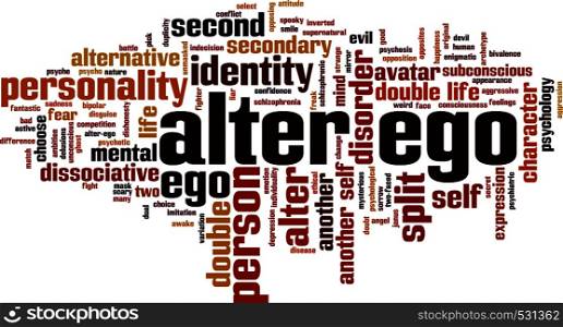 Alter ego word cloud concept. Vector illustration