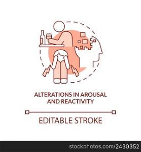 Alterations in arousal and reactivity terracotta concept icon. Criteria for PTSD abstract idea thin line illustration. Isolated outline drawing. Editable stroke. Arial, Myriad Pro-Bold fonts used. Alterations in arousal and reactivity terracotta concept icon