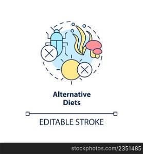 Alternative diets concept icon. Compact environment. Food security approaches abstract idea thin line illustration. Isolated outline drawing. Editable stroke. Arial, Myriad Pro-Bold fonts used. Alternative diets concept icon