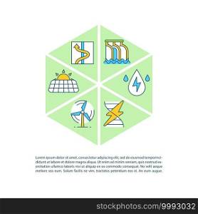 Alternative energy sources concept icon with text. Clean energy. Environmental protection. PPT page vector template. Brochure, magazine, booklet design element with linear illustrations. Weatherization concept icon with text
