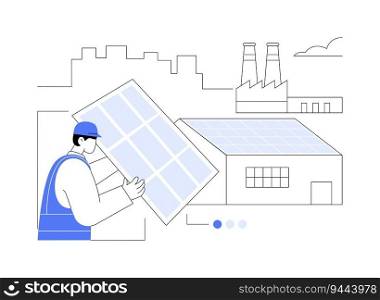 Alternative energy sources use in manufacturing abstract concept vector illustration. Group of sustainable factory workers installing alternative energy sources, ecology care abstract metaphor.. Alternative energy sources use in manufacturing abstract concept vector illustration.