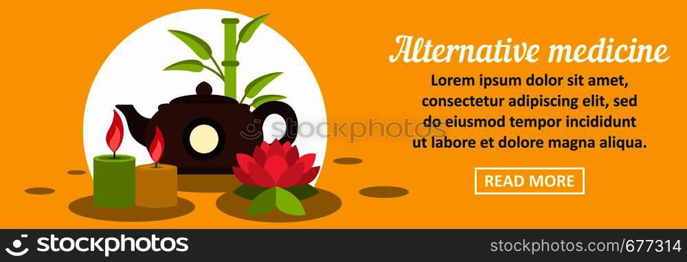 Alternative medicine banner horizontal concept. Flat illustration of alternative medicine banner horizontal vector concept for web. Alternative medicine banner horizontal concept