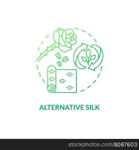 Alternative silk green gradient concept icon. Cruelty free. Non violent production. Biodegradable fabric idea thin line illustration. Isolated outline drawing. Myriad Pro-Bold font used. Alternative silk green gradient concept icon