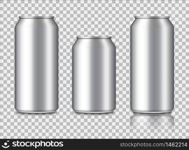 Aluminium can mockup for energy drink, cola, soda, beer, juice. Metal or steel packaging for beverage. Isolated set bottle for wine. Silver container for drinks. Blank package for advertising. vector. Aluminium can mockup for energy drink, cola, soda, beer, juice. Metal or steel packaging for beverage. set bottle for wine. Silver container for drinks. Blank package for advertising. vector