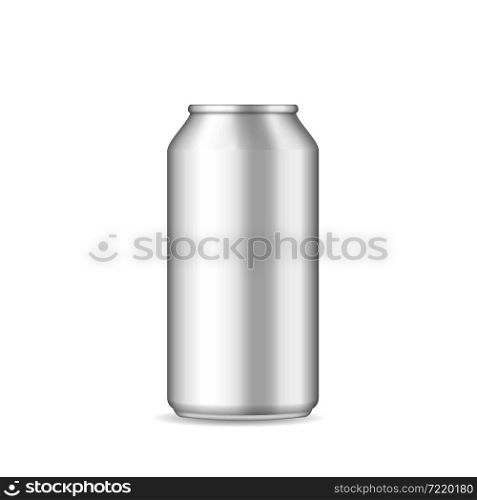 Aluminium can of drink. Bottle for beer. Mockup of can bottle for soda or cola. Silver aluminum box for water, energy drink. Blank 3d mock up for cold juice. Realistic container. Vector.. Aluminium can of drink. Bottle for beer. Mockup of can bottle for soda or cola. Silver aluminum box for water, energy drink. Blank 3d mock up for cold juice. Realistic container. Vector