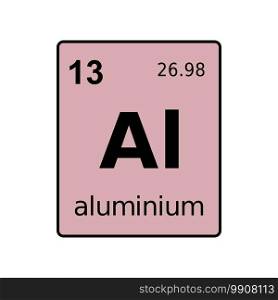 Aluminium chemical element of periodic table. Sign with atomic number.