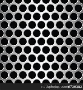 Aluminium seamless pattern wit round holes, vector illustration