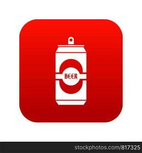 Aluminum can icon digital red for any design isolated on white vector illustration. Aluminum can icon digital red
