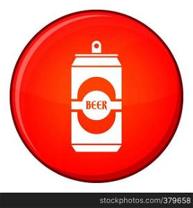 Aluminum can icon in red circle isolated on white background vector illustration. Aluminum can icon, flat style